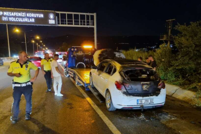 Bursa’da seyir halindeki otomobil alevlere teslim oldu