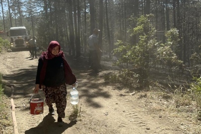 Bursa’da orman yangınında yürekleri serinleten detay