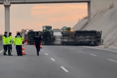 Tanker devrildi, Bursa İzmir otobanı trafiğe kapandı