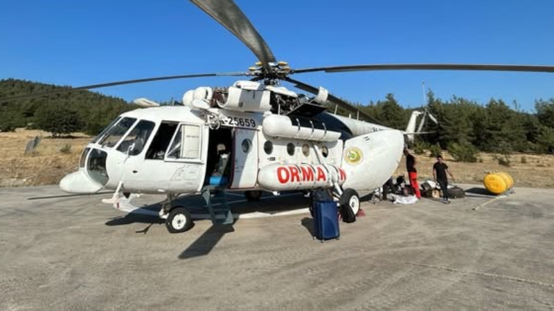 Orhaneli’de yangın helikopteri göreve başladı